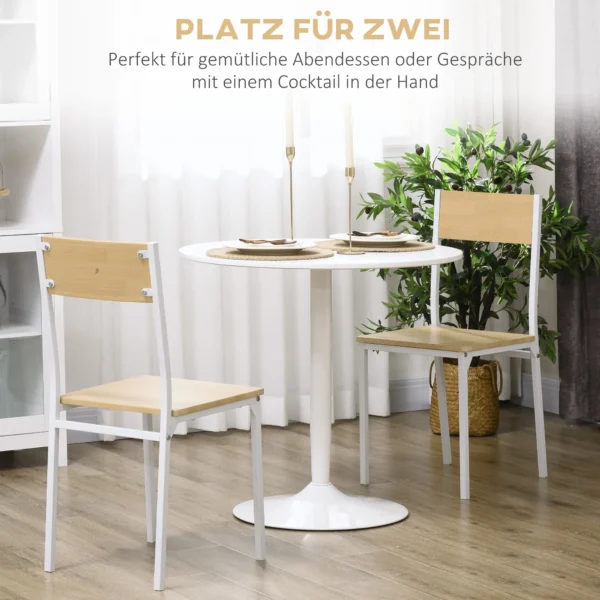 Eettafel, Ronde Keukentafel, Moderne Eetkamertafel Voor 2 Personen, Bartafel Kolomtafel Met Stalen Poot, Antislip Voetafdekking, Koffietafel Voor Woonkamer, Ø80 X 75 Cm, Wit 5