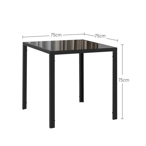 Eettafel Vierkante Keukentafel Voor 4 Personen, Eetkamertafel Van Gehard Glas, Tot 80 Kg Belastbaar, Voor Keuken, Eetkamer, 75 X 75 X 75 Cm, Zwart 4