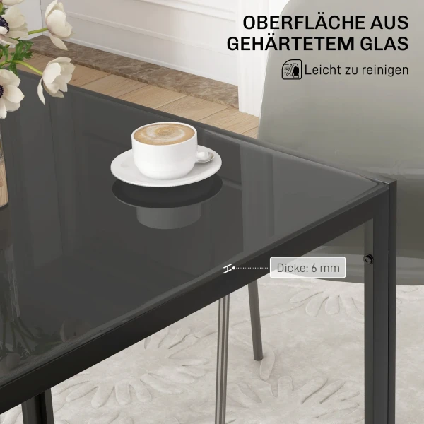 Eettafel Vierkante Keukentafel Voor 4 Personen, Eetkamertafel Van Gehard Glas, Tot 80 Kg Belastbaar, Voor Keuken, Eetkamer, 75 X 75 X 75 Cm, Zwart 5
