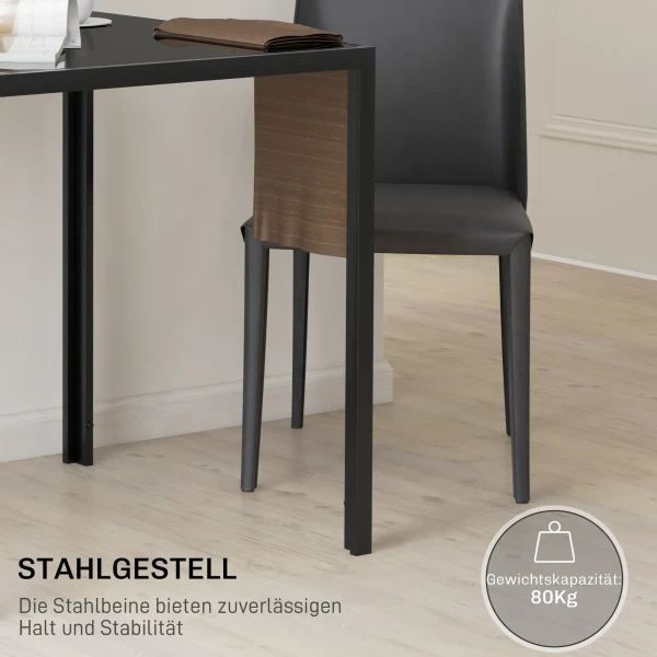 Eettafel Vierkante Keukentafel Voor 4 Personen, Eetkamertafel Van Gehard Glas, Tot 80 Kg Belastbaar, Voor Keuken, Eetkamer, 75 X 75 X 75 Cm, Zwart 6