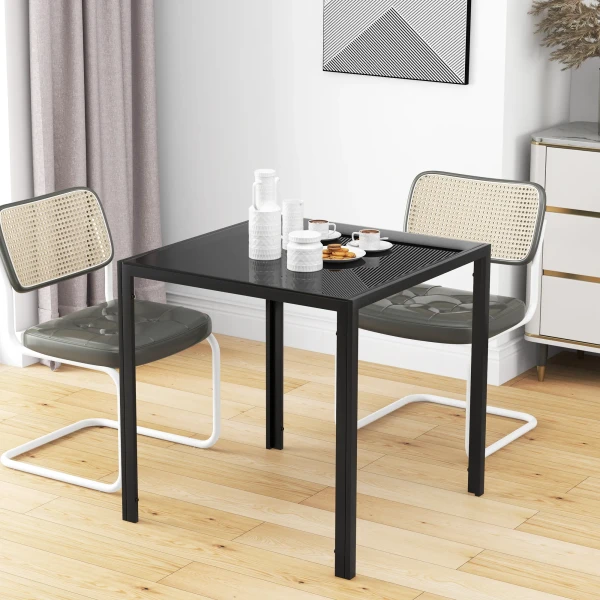 Eettafel Vierkante Keukentafel Voor 4 Personen, Eetkamertafel Van Gehard Glas, Tot 80 Kg Belastbaar, Voor Keuken, Eetkamer, 75 X 75 X 75 Cm, Zwart 7