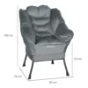 Fauteuil woonkamer loungestoel gestoffeerde relaxstoel met zijvak, stalen poten gestoffeerde stoel met fluweeluitstraling, enkele stoel voor slaapkamer, grijs 4