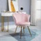 Fauteuil woonkamer relaxfauteuil loungestoel met lotusvormig ontwerp gestoffeerde stoel met metalen poten, fluweelachtige uitstraling, enkele stoel voor slaapkamer, roze 1