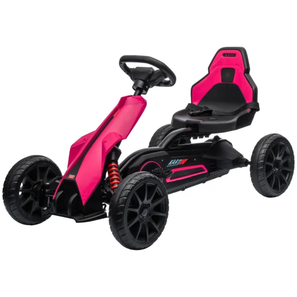 Gokart Trapauto Met Handrem, Verstelbare Stoel, Voor En Achteruitversnelling, Trapvoertuig Kinderrijtuig Kettcar Voor Kinderen 3 8 Jaar Roze 1
