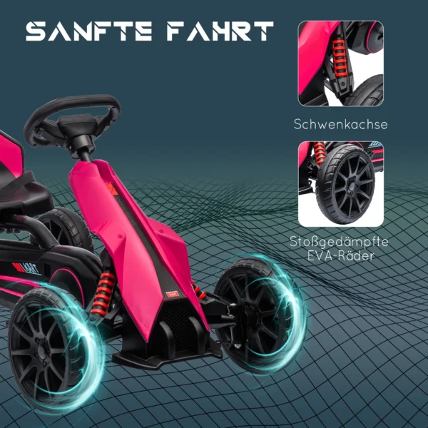 Gokart Trapauto Met Handrem, Verstelbare Stoel, Voor En Achteruitversnelling, Trapvoertuig Kinderrijtuig Kettcar Voor Kinderen 3 8 Jaar Roze 7