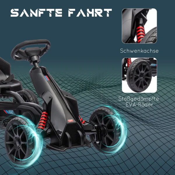 Gokart Trapauto Met Handrem, Verstelbare Stoel, Voor En Achteruitversnelling, Trapvoertuig Kinderrijtuig Kettcar Voor Kinderen 3 8 Jaar Zwart 7