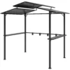 Grillpaviljoen 250 x 160 x 250 cm waterdicht tuinpaviljoen met dubbellaags dak, zijplanken, tuinbogen met uv bescherming, bbq paviljoen, tuintent grilltent voor tuinfeest bbq, zwart 1