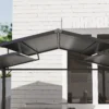 Grillpaviljoen 250 x 160 x 250 cm waterdicht tuinpaviljoen met dubbellaags dak, zijplanken, tuinbogen met uv bescherming, bbq paviljoen, tuintent grilltent voor tuinfeest bbq, zwart 10