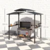 Grillpaviljoen 250 x 160 x 250 cm waterdicht tuinpaviljoen met dubbellaags dak, zijplanken, tuinbogen met uv bescherming, bbq paviljoen, tuintent grilltent voor tuinfeest bbq, zwart 4