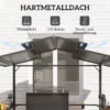 Grillpaviljoen 250 x 160 x 250 cm waterdicht tuinpaviljoen met dubbellaags dak, zijplanken, tuinbogen met uv bescherming, bbq paviljoen, tuintent grilltent voor tuinfeest bbq, zwart 5