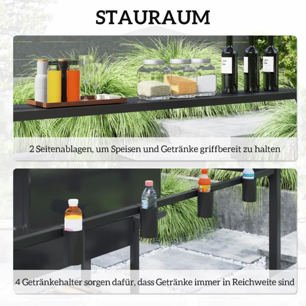Grillpaviljoen 250 x 160 x 250 cm waterdicht tuinpaviljoen met dubbellaags dak, zijplanken, tuinbogen met uv bescherming, bbq paviljoen, tuintent grilltent voor tuinfeest bbq, zwart 6