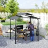 Grillpaviljoen 250 x 160 x 250 cm waterdicht tuinpaviljoen met dubbellaags dak, zijplanken, tuinbogen met uv bescherming, bbq paviljoen, tuintent grilltent voor tuinfeest bbq, zwart 8