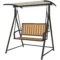 Hollywoodschommel met verstelbaar zonnedak, 2 zits tuinschommel, weerbestendige schommelbank belastbaar tot 240kg, tuinligstoel voor tuin, terras, 142 x 112 x 162cm, zwart 1