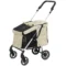 Hondenwagen Lichtgewicht Hondenbuggy Van Aluminium Inklapbaar Voor Honden & Katten Tot 10 Kg Kattenbuggy Met Kussen Netvensters Deuren Opbergmand Kattenwagen Buggy Khaki 1