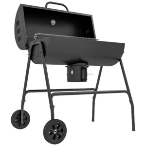 Houtskoolgrill Van Metaal Bbq Roker Met Deksel Thermometer Wielen Verstelbare Kolenpan Handvat, Verrijdbare Grillwagen Houtskool Grill, Houtskoolgrill Voor Barbecue Camping, Terras, 95x71,5x102 Cm 1