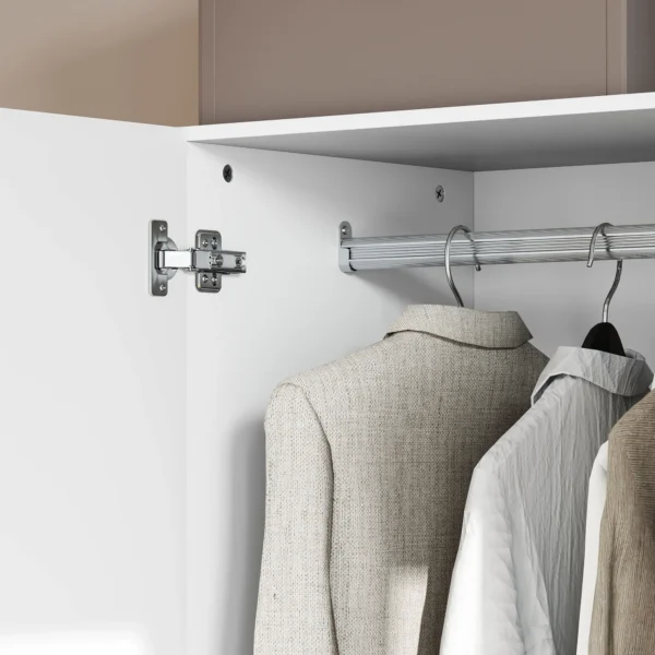 Kledingkast multifunctionele kast 2 deurs met kledingstang en 2 lades garderobekast voor slaapkamer 79 x 43 x 180 cm wit 10