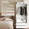 Kledingkast multifunctionele kast 2 deurs met kledingstang en 2 lades garderobekast voor slaapkamer 79 x 43 x 180 cm wit 5
