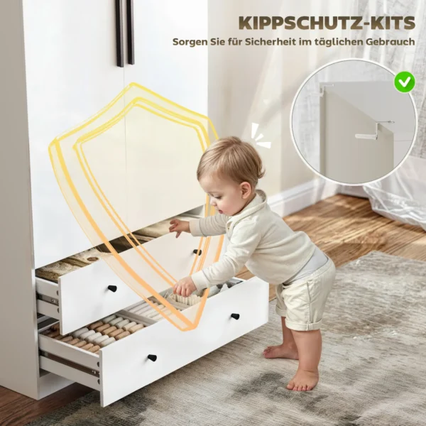 Kledingkast multifunctionele kast 2 deurs met kledingstang en 2 lades garderobekast voor slaapkamer 79 x 43 x 180 cm wit 6