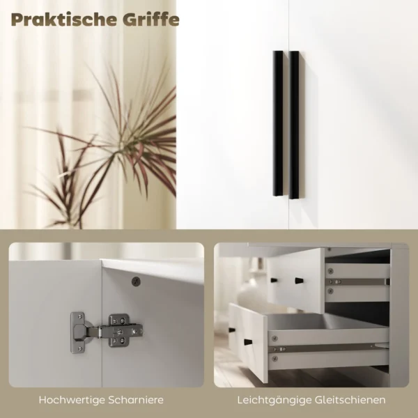 Kledingkast multifunctionele kast 2 deurs met kledingstang en 2 lades garderobekast voor slaapkamer 79 x 43 x 180 cm wit 7