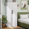 Kledingkast multifunctionele kast 2 deurs met kledingstang en 2 lades garderobekast voor slaapkamer 79 x 43 x 180 cm wit 8