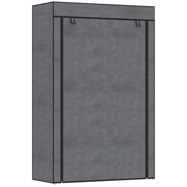Kledingkast Stoffenkast Met Kledingstang, 6 Vakken, Opvouwbare Garderobe In Vlies Look, Opvouwbare Kast Voor Slaapkamer, Gang, Donkergrijs, 103 X 43 X 162,5 Cm 1