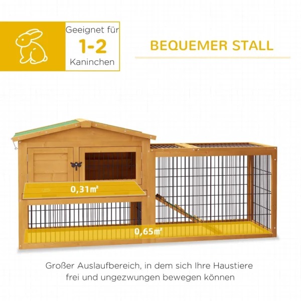 Konijnenhok 2 Niveaus Konijnenhok Van Sparrenhout Winterbestendig Dubbeldeks Huis Met Vrijloop Ren Helling 150x52x68 Cm Konijnenkooi Outdoor Kleindierhok Voor Konijnen Cavia's Geel 5