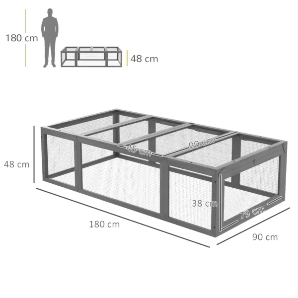 Konijnenhok Gemaakt Van Sparrenhout Winterbestendig Konijnenkooi Met Opklapbaar Dak 180x90x48 Cm Buitenkooi Voor Kleine Dieren Zoals Konijnen En Cavia's Grijs 4