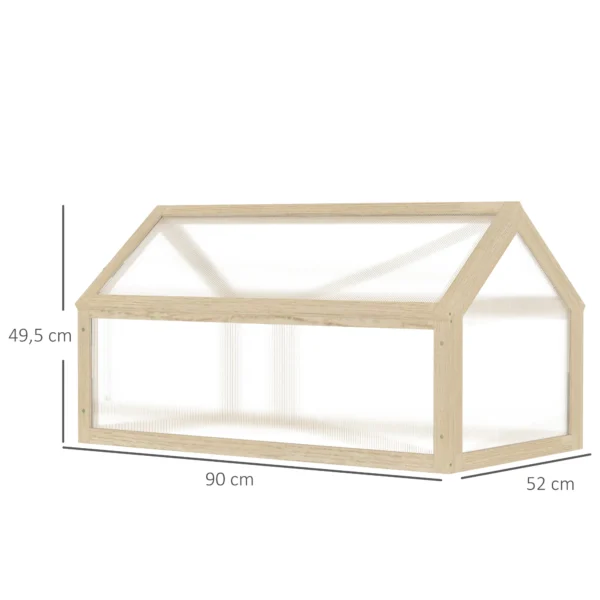 Kweekbak Van Hout, Mini Broeikas 90 X 52 X 49,5 Cm, Broeikas Met Deksel, Lichtdoorlatende Kweekbak, Winterbestendige Verhoogde Tuinbed Voor Tuin, Balkon, Natuurhout 4