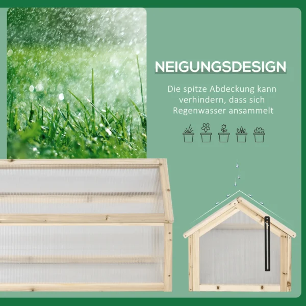 Kweekbak Van Hout, Mini Broeikas 90 X 52 X 49,5 Cm, Broeikas Met Deksel, Lichtdoorlatende Kweekbak, Winterbestendige Verhoogde Tuinbed Voor Tuin, Balkon, Natuurhout 7