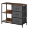 Ladekast opslagkast met 3 stoffen lades, 2 open planken, ladekast met metalen frame voor slaapkamer, woonkamer bruin 1