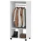 Mobiele Kledingkast Garderobe Kast Met Plank 4 Draaibare Wielen Voor Woonkamer Slaapkamer, Aluminiumlegeringen, 60 X 40 X 127 Cm, Wit 1