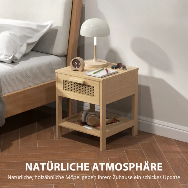 Nachtkastje Nachtkastje Bijzettafel Natuurlijke Nachtkastje Met Lade Open Opslag Rattan Design Natuur 40 X 40 X 48,4 Cm 7