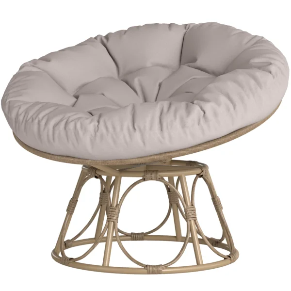 Papasans Stoel Rattan 360° Draaibaar Mandstoel Met Zitkussen Diameter 120 Cm Ronde Outdoor Rattanstoel Draaistoel Loungestoel Ligstoel Voor Woonkamer Tuin Balkon Lichtgrijs 1