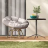 Papasans Stoel Rattan 360° Draaibaar Mandstoel Met Zitkussen Diameter 120 Cm Ronde Outdoor Rattanstoel Draaistoel Loungestoel Ligstoel Voor Woonkamer Tuin Balkon Lichtgrijs 10