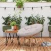 Papasans Stoel Rattan 360° Draaibaar Mandstoel Met Zitkussen Diameter 120 Cm Ronde Outdoor Rattanstoel Draaistoel Loungestoel Ligstoel Voor Woonkamer Tuin Balkon Lichtgrijs 2