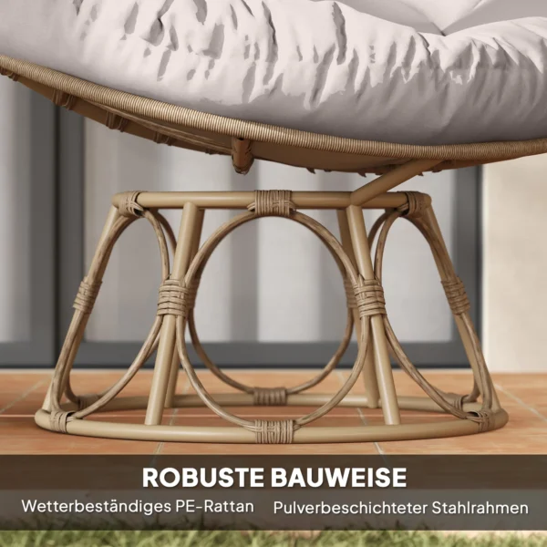 Papasans Stoel Rattan 360° Draaibaar Mandstoel Met Zitkussen Diameter 120 Cm Ronde Outdoor Rattanstoel Draaistoel Loungestoel Ligstoel Voor Woonkamer Tuin Balkon Lichtgrijs 7