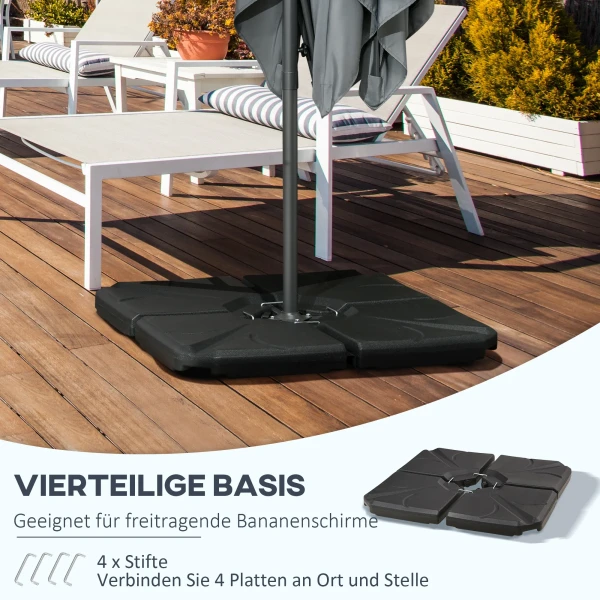 Parasolvoet 4 Delig Paraplugewicht, Parasolstandaard Voor Zweefparasol, Kruisvoet Vulbaar Met Zand/water Tot 18/14 Kg Zweefparasolstandaard Gewichten Parasolvoet Hdpe Zwart 5