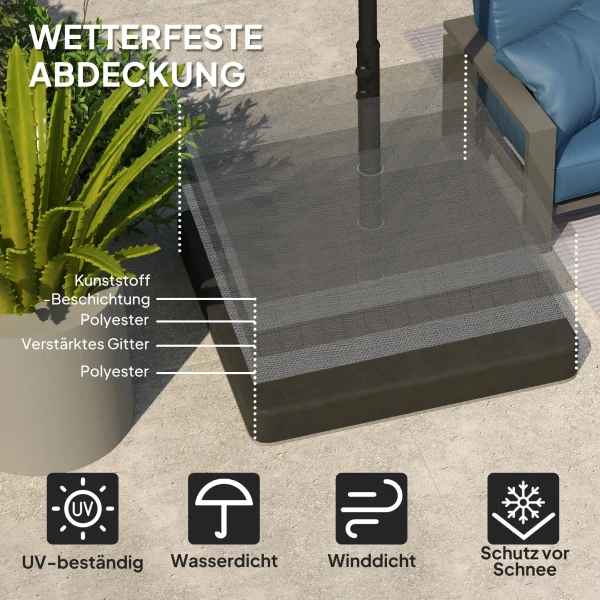 Parasolvoet 4 Delig Waterdicht Parasolgewicht, Parasolstandaard Voor Zweefparasol, Kruisvoet Vulbaar Met Zand 80 Kg, Zweefparasolstandaard Gewichten Parasolvoet Kunststof Zwart 5