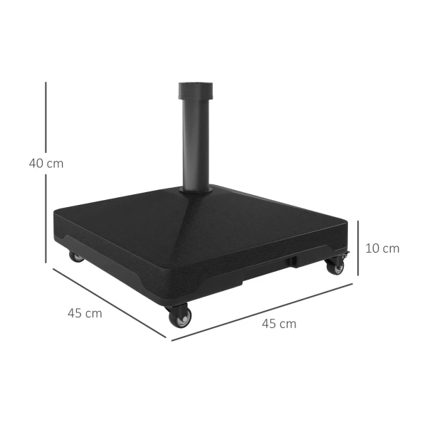 Parasolvoet Tot 21kg Vulbaar, Parasolstandaard Met Wielen, Vierkante Parasolhouder, Parasolgewicht, Standaard Voor Parasol 24 38mm Buisdiameter, Voor Balkon, Terras, Zwart 4