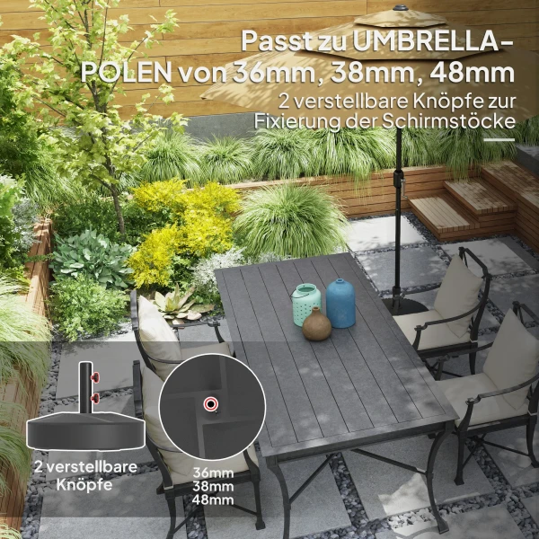 Parasolvoet Tot 30 Kg Vulbaar, Ronde Parasolhouder, Parasolgewicht, Stand Voor Zonnescherm 36/38/48mm Buisdiameter, Voor Balkon, Terras, Tuin, Zwart 5