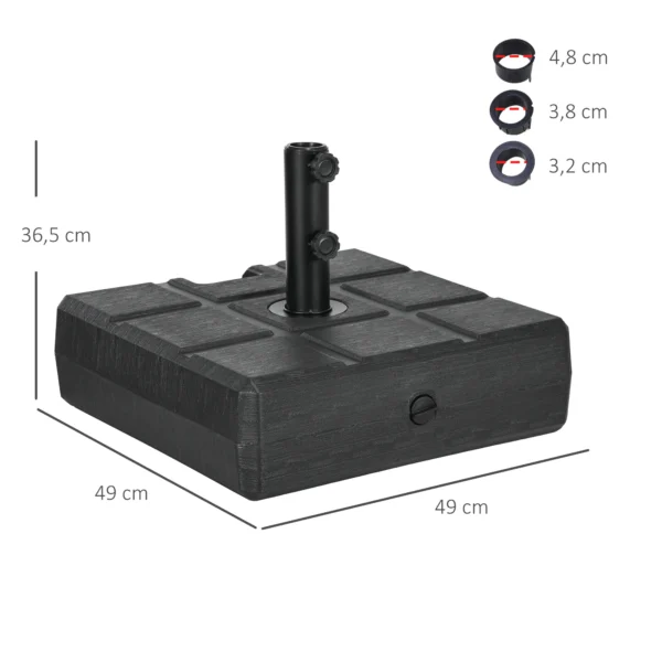 Parasolvoet Tot 40 Kg Vulbaar, Parasolstandaard Met Handvat, Vierkante Parasolhouder, Parasolgewicht, Standaard Voor Parasol Ø32/38/48 Mm, Voor Balkon, Terras, Tuin, Zwart 4