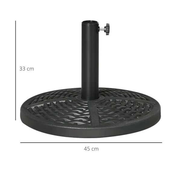 Parasolvoet Van Beton, Parasolstandaard Met Stalen Buis, Ronde Parasolhouder, Parasolgewicht, Standaard Voor Parasol Ø38/48 Mm, Voor Balkon, Terras, Tuin, Zwart 4