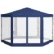 Paviljoen 4x3m Zeshoekig Waterafstotend Stabiel Winterbestendig Paviljoen Met Muggennet Partytent Tuintent Met 6 Zijpanelen Tuinpaviljoen Voor Kamperen Tuin, Blauw 1