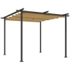 Pergola 3x3m Tuin Paviljoen Terrasoverkapping Van Metaal, Tuinpaviljoen Met Verstelbaar Dak, Uv Bescherming 30+ Vrijstaande Zonwering Voor Terras En Tuin, Beige 10
