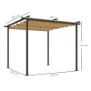 Pergola 3x3m Tuin Paviljoen Terrasoverkapping Van Metaal, Tuinpaviljoen Met Verstelbaar Dak, Uv Bescherming 30+ Vrijstaande Zonwering Voor Terras En Tuin, Beige 4