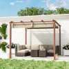 Pergola Ca. 3x3m Tuinpaviljoen Met Magnetisch Pad, Terrasoverkapping Van Aluminium, Tuinpaviljoen Met Verstelbaar Dak, Vrijstaand, Uv Bescherming 30+, Voor Terras En Tuin, Natuurhout 10