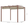 Pergola Ca. 3x3m Tuinpaviljoen Met Magnetisch Pad, Terrasoverkapping Van Aluminium, Tuinpaviljoen Met Verstelbaar Dak, Vrijstaand, Uv Bescherming 30+, Voor Terras En Tuin, Natuurhout 4