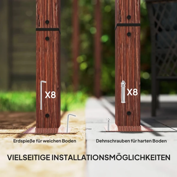 Pergola Ca. 3x3m Tuinpaviljoen Met Magnetisch Pad, Terrasoverkapping Van Aluminium, Tuinpaviljoen Met Verstelbaar Dak, Vrijstaand, Uv Bescherming 30+, Voor Terras En Tuin, Natuurhout 7