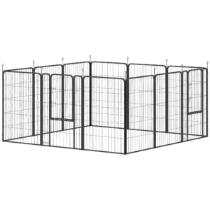 Puppyren 4 Hoekig Puppyuitloop Met 12 Roosterplaten Deur Grondpennen Flexibel Opvouwbaar Beschermzeil Vrijloopren 100cm Hoog Hondenren Binnen Buiten Puppyrooster Voor Hond Kat 1