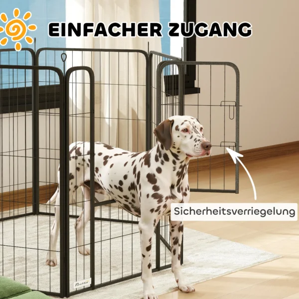 Puppyren Zeshoekig Puppyuitloop Met 6 Roosterplaten Deur Flexibel Opvouwbaar Beschermzeil Vrijloopren 100cm Hoog Hondenren Puppyrooster Voor Hond Kat Looprooster Voor Binnen Buiten 6